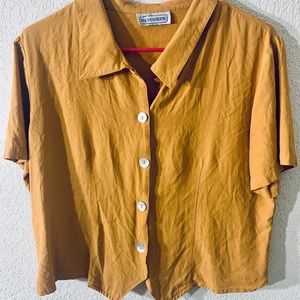70’s mustard yellow button up with abalone buttons